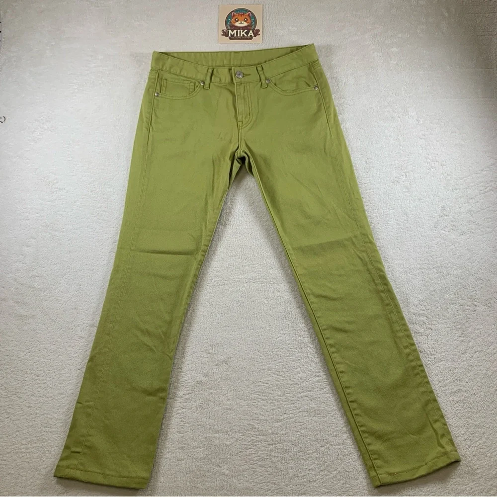 Uniqlo Jeans Women's Low Rise‎ Skinny Straight Olive Green Size 27 Inseam 28